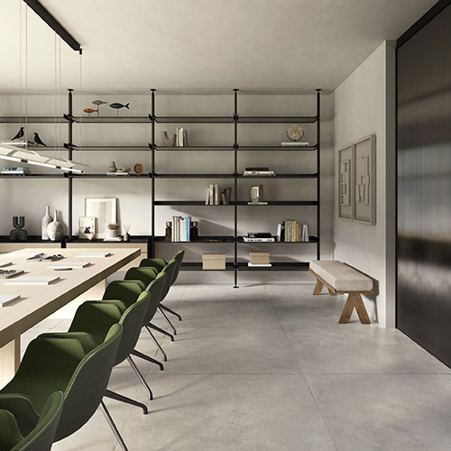 Office room realizzatacon pavimento Akoya - Grey, collezione Iro