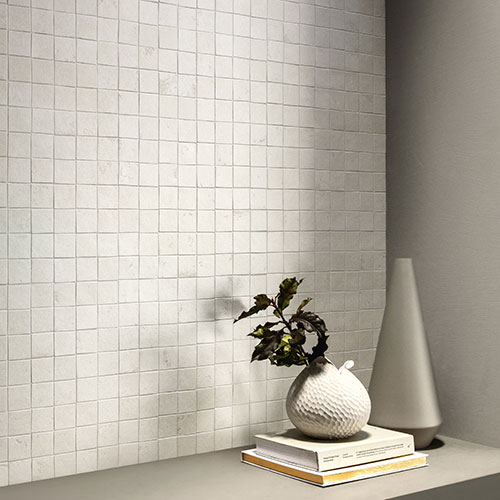 Particolare del rivestimento Loto - White, collezione Iro
