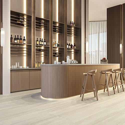 Ambiente bar della collezione Silky, variante Beige