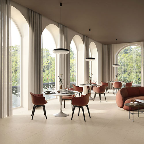 Ristorante realizzato con Pavimento della Collezione Spring, variante Mauve
