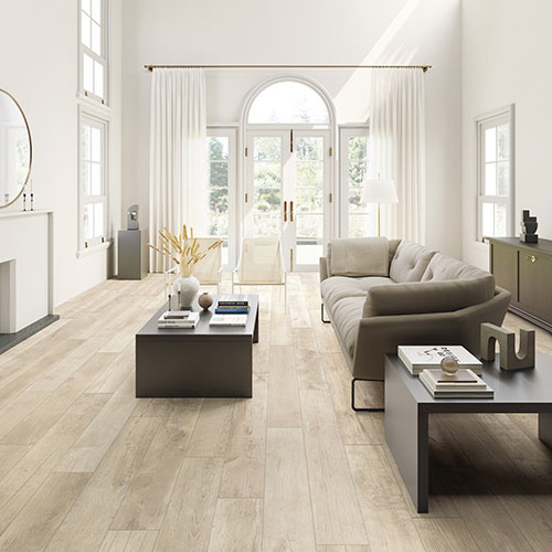 Living realizzato con Pavimento della collezione W3, variante Patin Almond