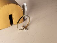 Close-up of the hexagonal floor from the Honey Collection